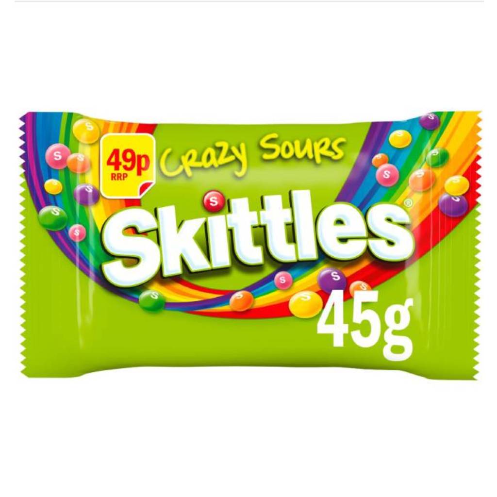Skittles Crazy Sour Fruit Flavoured Bag 45 gr Skittles Crazy Sour Fruit Flavoured Bag 45 gr - Box 36τμχ - Image 1
