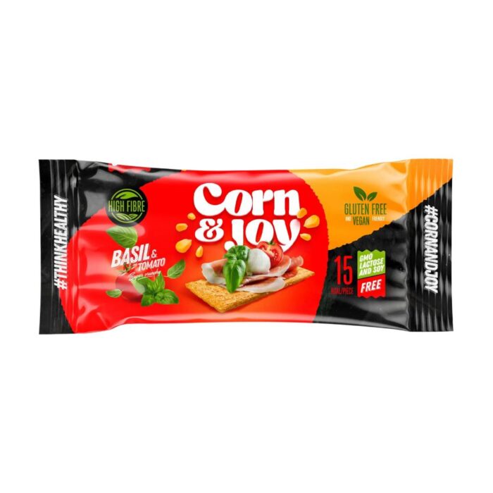 Corn & Joy Crackerbread Basil Tomato 20gr - Image 1
