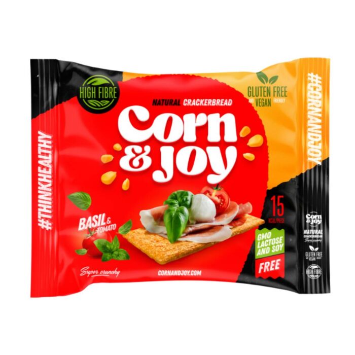 Corn & Joy Crackerbread Basil Tomato 80gr - Box 18τμχ - Image 1