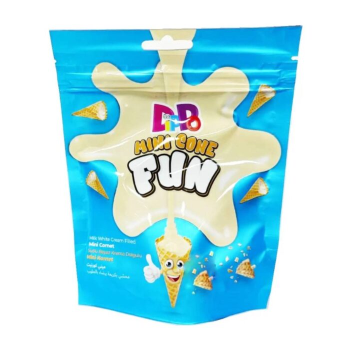 Dippo Mini Waffer Cones Filled White Choco 100gr - Box 18τμχ - Image 1