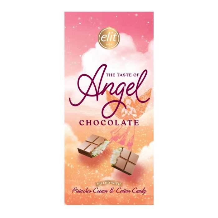 Elit Angel Milk Choco Pistatchio Cotton Candy 85gr - Box 12τμχ - Image 1