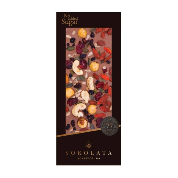 Agapitos No Added Sugar Milk Chocolate Fruit & Nut 100gr - Image 1