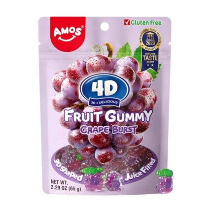 Amos Fruit Gummy Grape Burt 65gr - Box 36τμχ