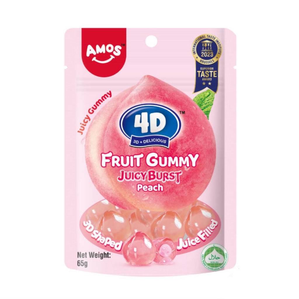 Amos-Fruit-Gummy-Peach-Burst-65gr Amos Fruit Gummy Peach Burst 65gr - Box 36τμχ - Image 1