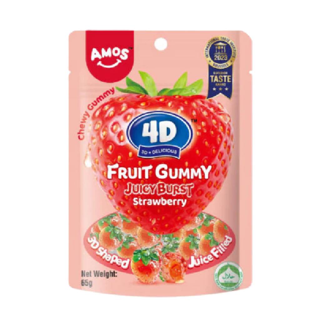 Amos-Fruit-Gummy-Strawberry-Burst-65gr Amos Fruit Gummy Strawberry Burst 65gr - Box 36τμχ - Image 1