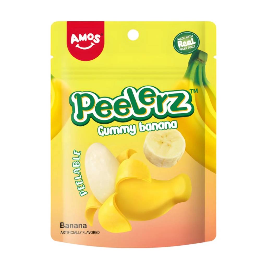 Amos-Peelerz-Gummy-Banana-65gr Amos Peelerz Gummy Banana 65gr - Box 36τμχ - Image 1