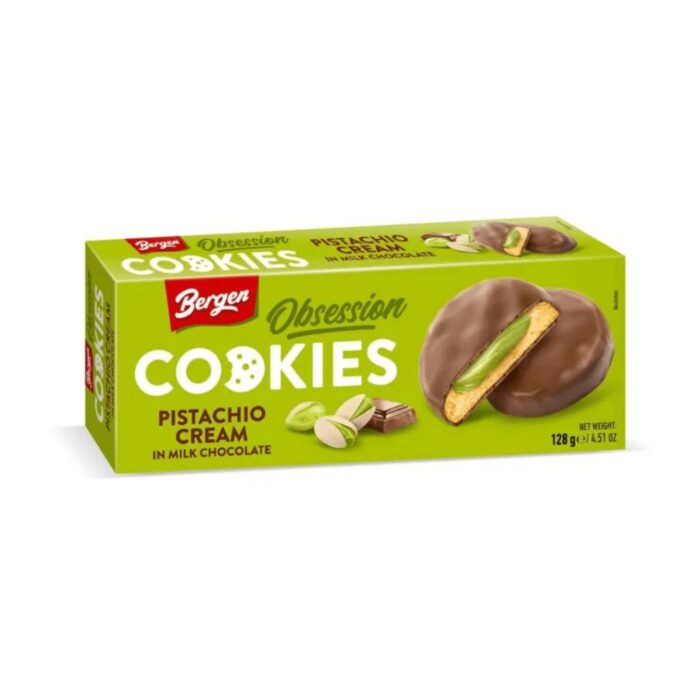 Cooki Bergen Obssesion Pistachio Milk Chocolate 128gr - Box 18τμχ - Image 1