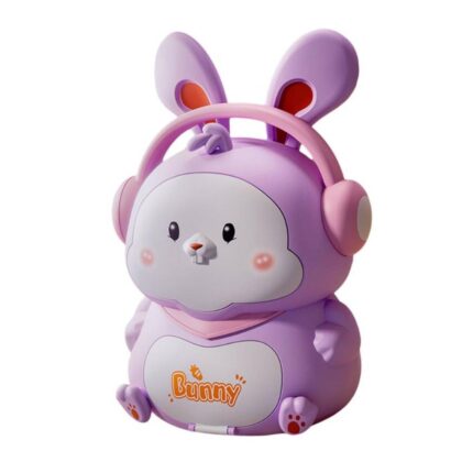 Ηλεκτρονικός Κουμπαράς Bunny Piggy με Μουσική & Δακτυλικό Αποτύπωμα (Μωβ)