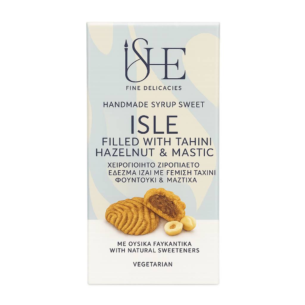 isle-fountoyki-taxinimastixa-240gr Isle Με Γέμιση Φουντούκι - Ταχίνι - Μαστίχα 240gr - Box 18τμχ - Image 1