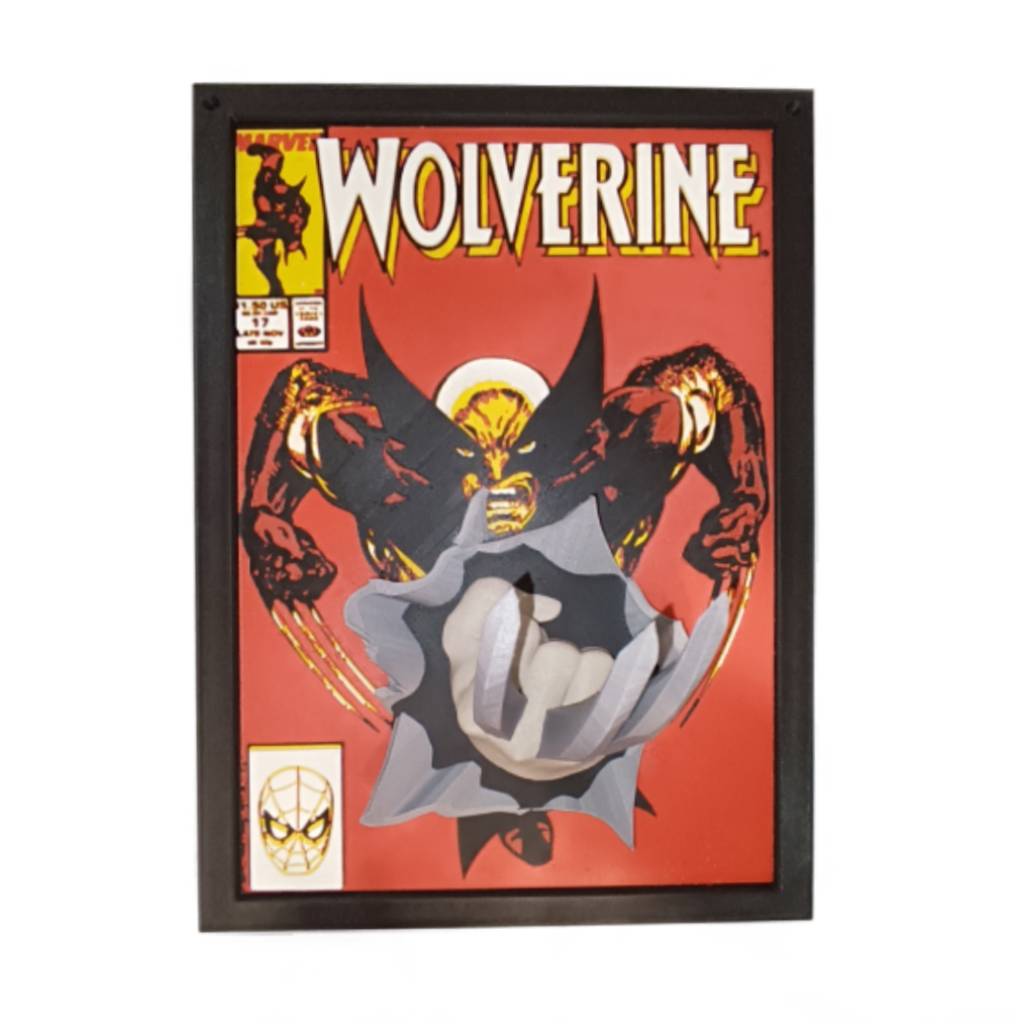 3d printed wolverine 3D Printed Wolverine Comic Cover Pop Out - Handmade - Image 1
