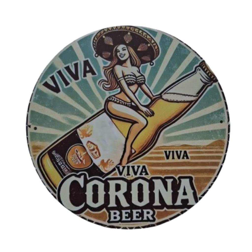 metalliki-pinakida-strogili-Corona Μεταλλική Πινακίδα Στρογγυλή Corona 20cm - Image 1