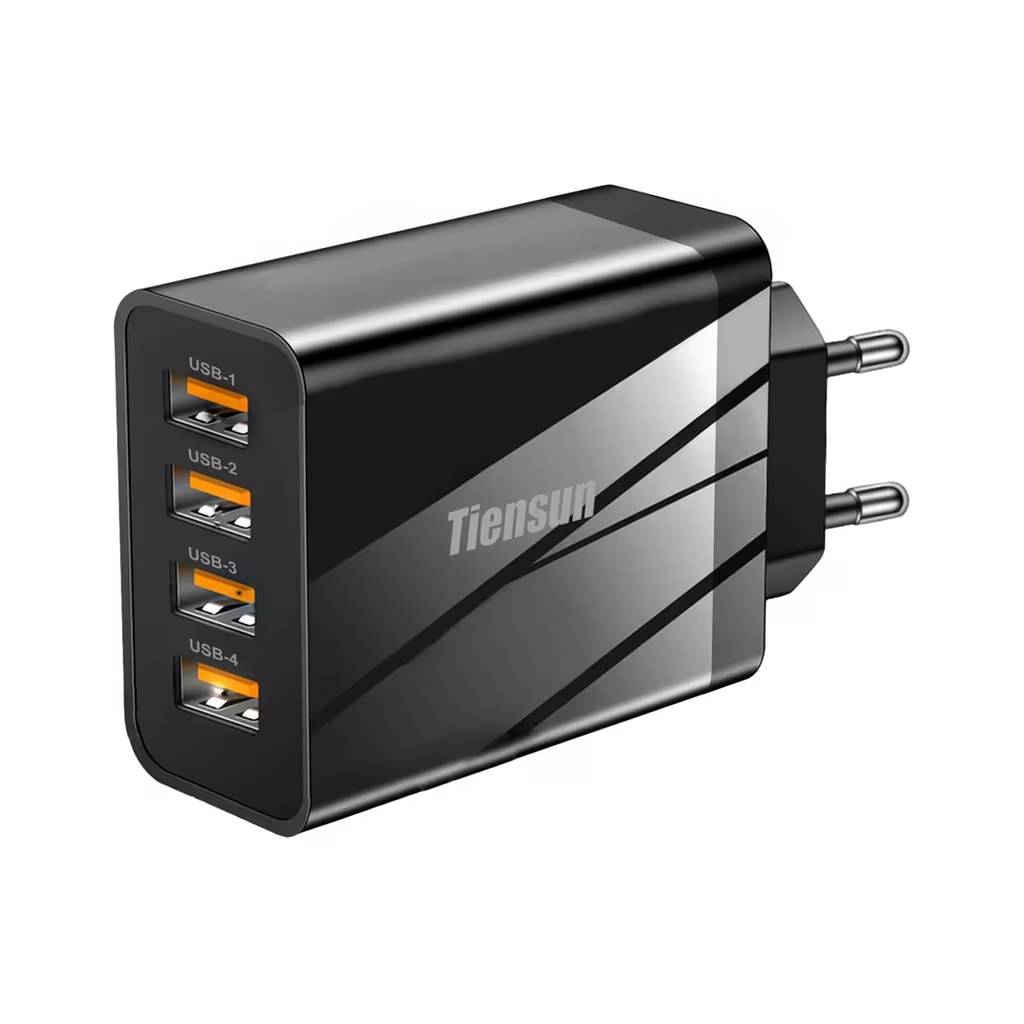 fortistis-4-thiron-black OEM USB Φορτιστής 4 Θυρών 10W 5V/2A – Black - Image 1