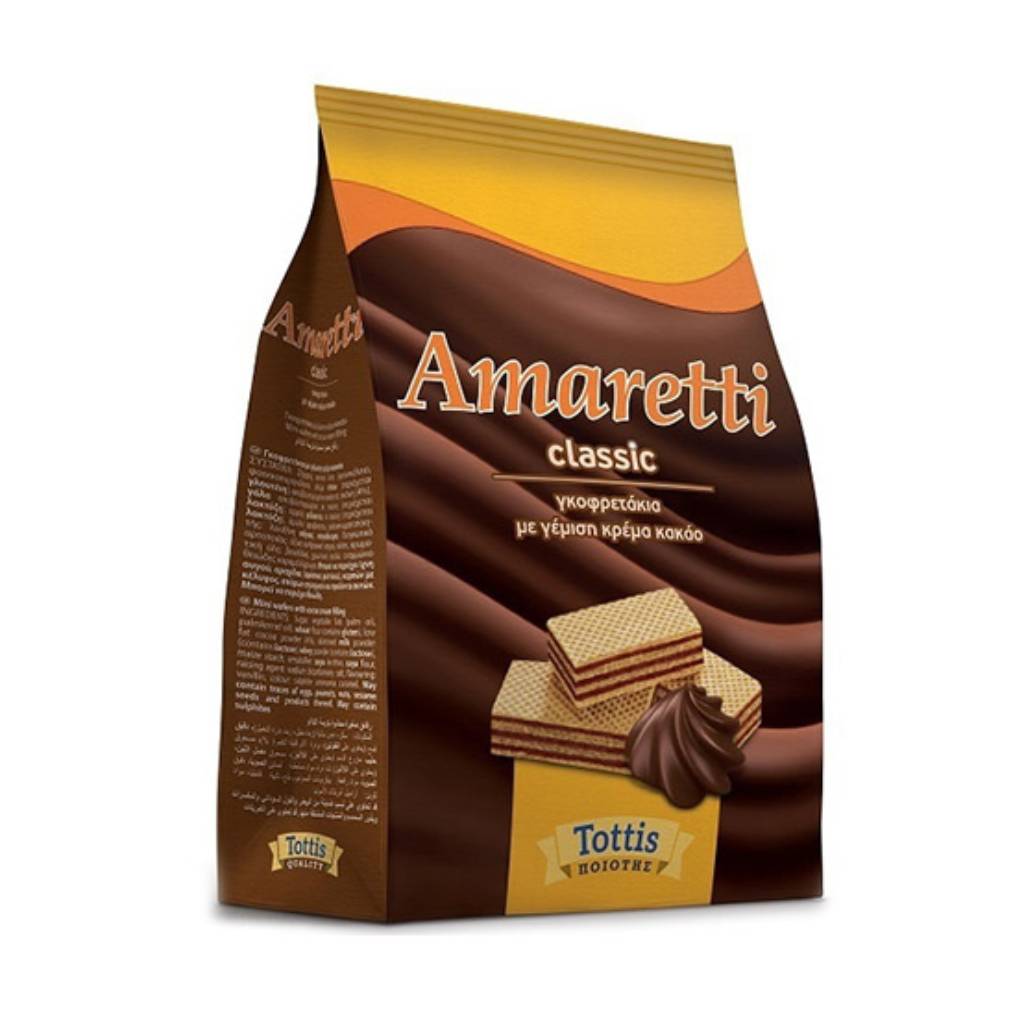 Amaretti-gofreta-crema-kakao-125gr Amaretti Γκοφρέτα Κρέμα - Κακάο 125gr - Box 12τμχ - Image 1
