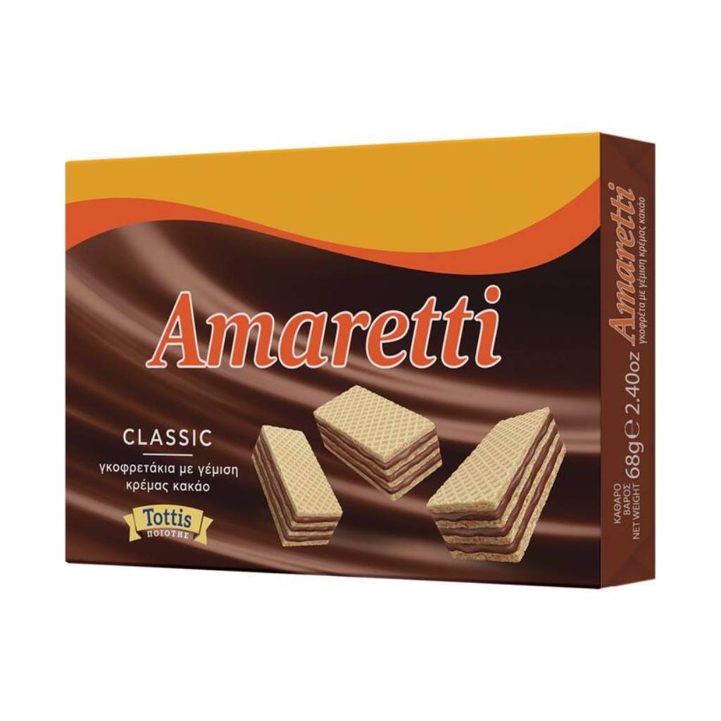 Amaretti-gofreta-kakao-68gr Amaretti Γκοφρέτα Κρέμα Κακάο 68gr - Box 12τμχ - Image 1