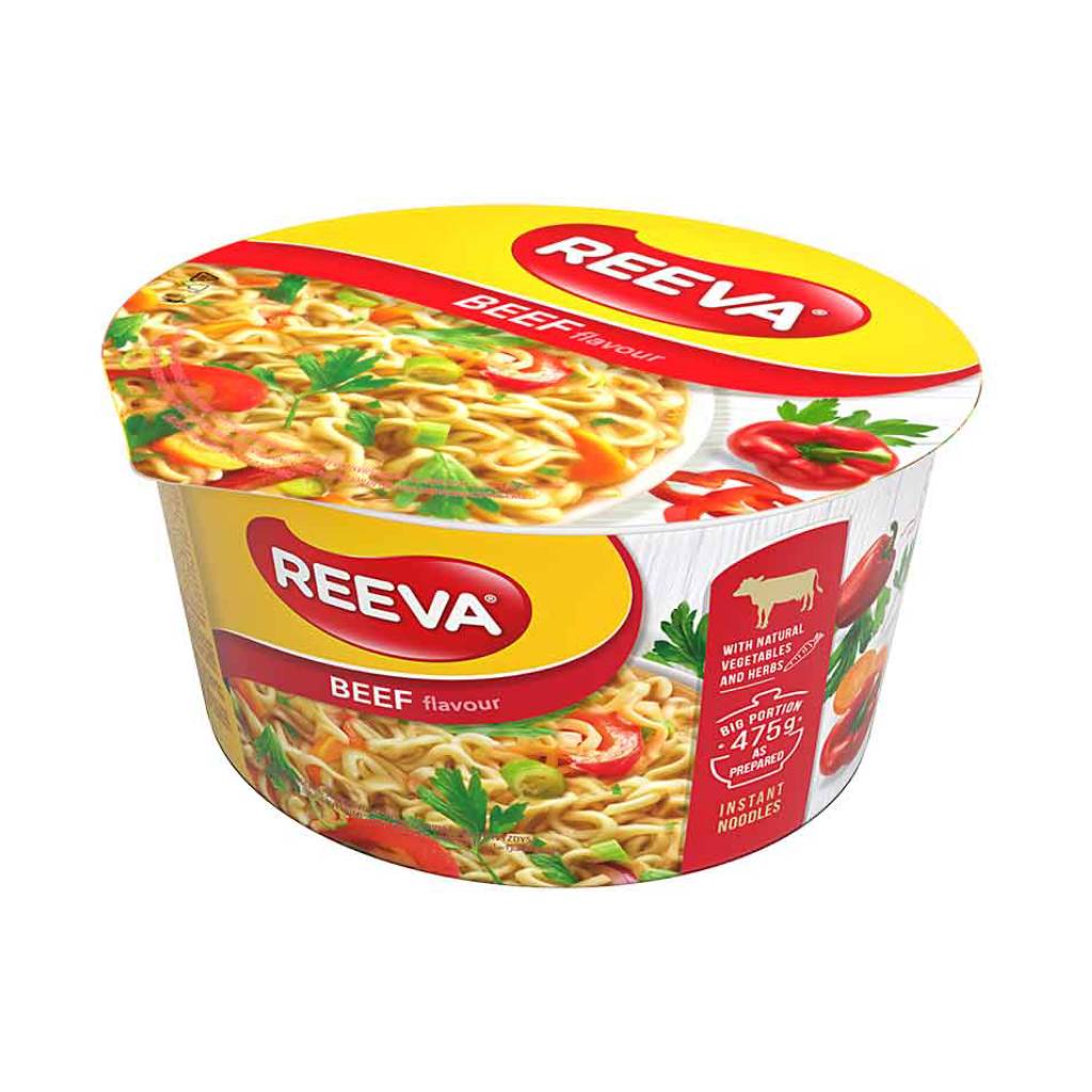Reeva-Noodles-In-Bowl-Beef-75gr Reeva Noodles In Bowl Με Βοδινό 75gr - Box 24τμχ - Image 1
