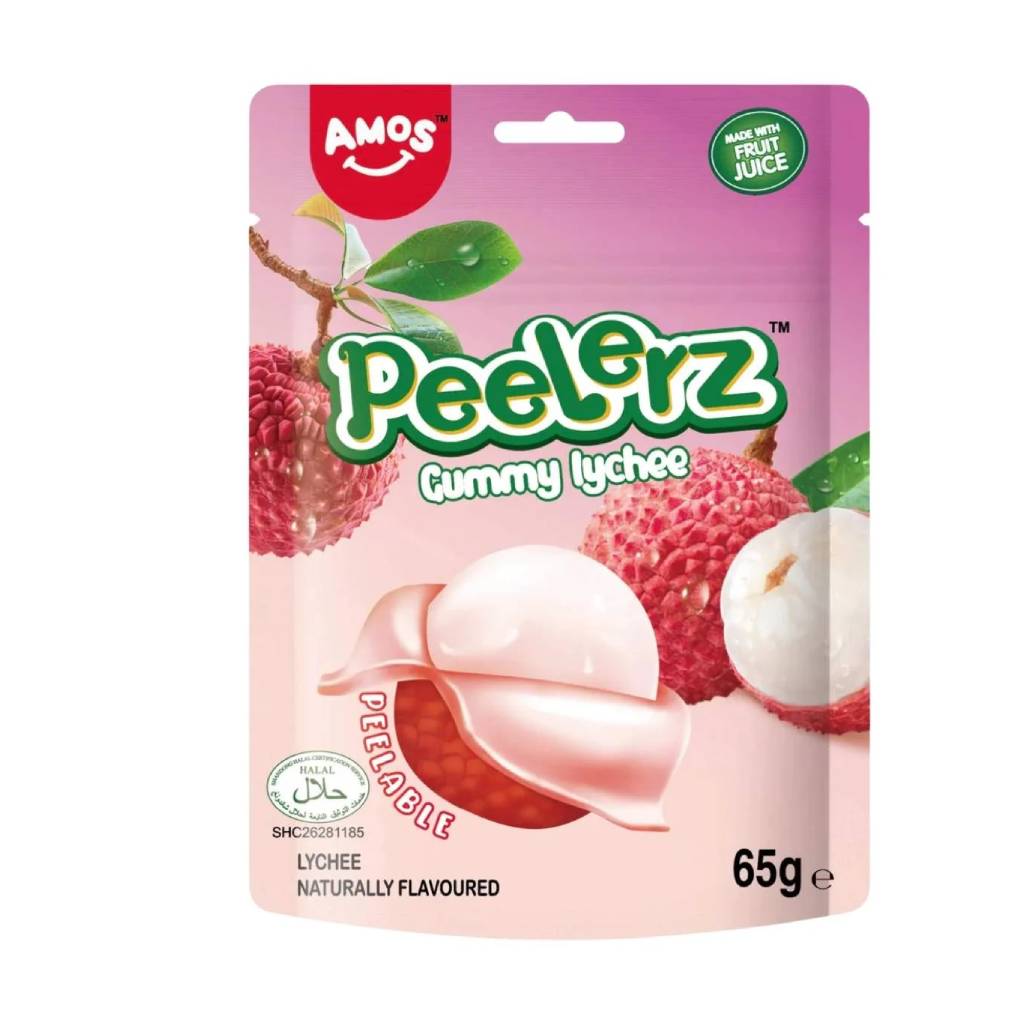 Amos Lychee Peelable Gummy 65gr Amos Lychee Peelable Gummy 65gr - Image 1